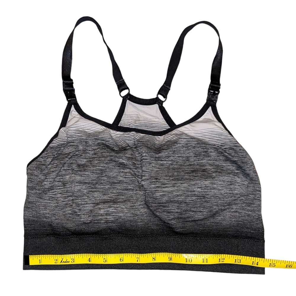 Grey and Black Striped Ingrid & Isabel Sports Bra, Maternity, Size XL